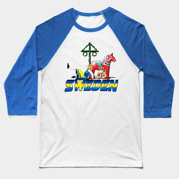 Sweden Baseball T-Shirt by WolfBlood7